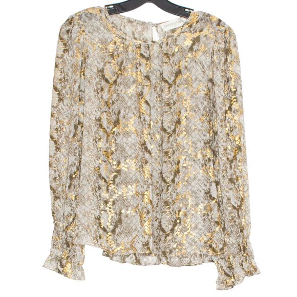 Top Snake Print Sheer Y2K 90s Maximalist Retro Glam Statement Metallic Medium - Picture 1 of 6